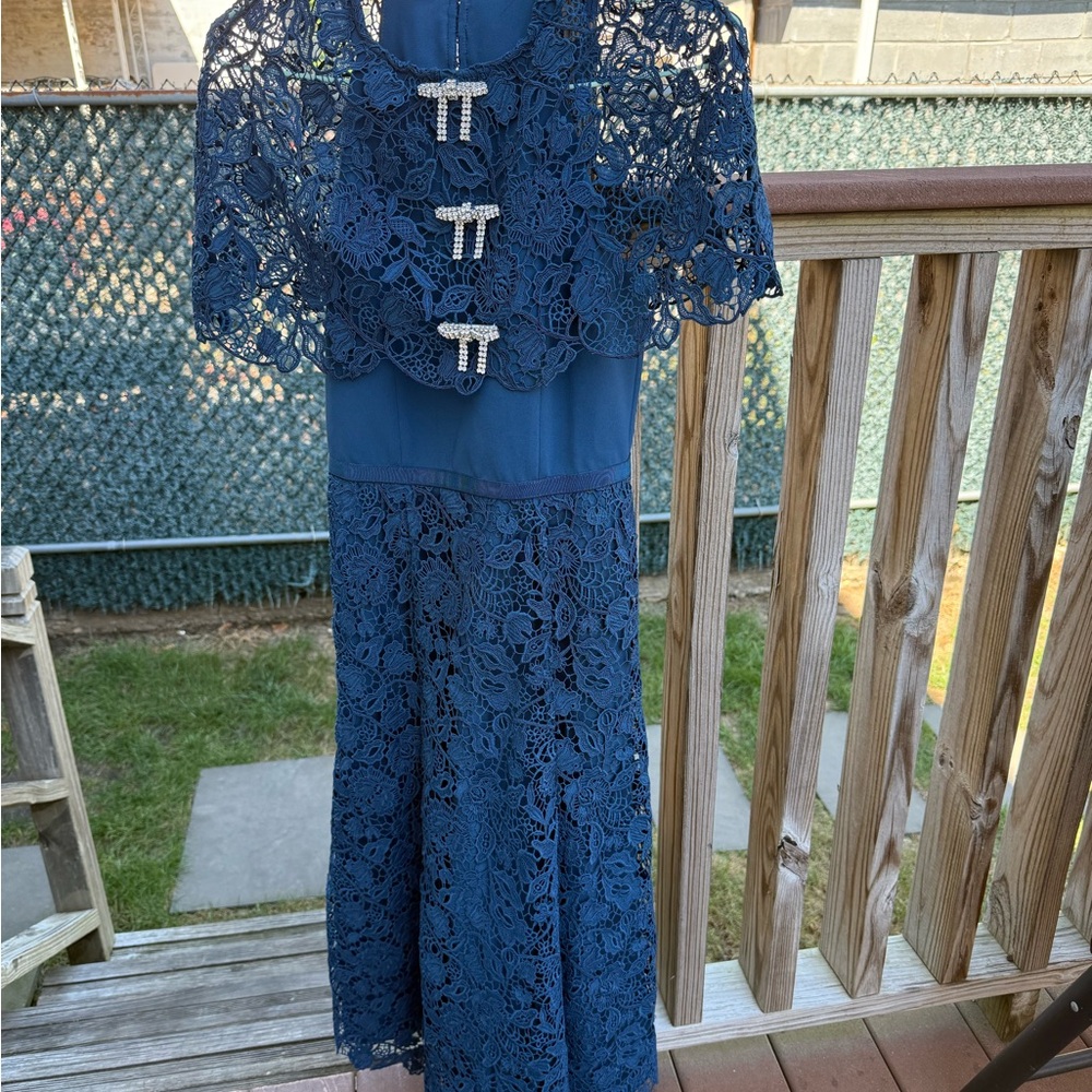 Self-Portrait Blue Lace Midi Dress